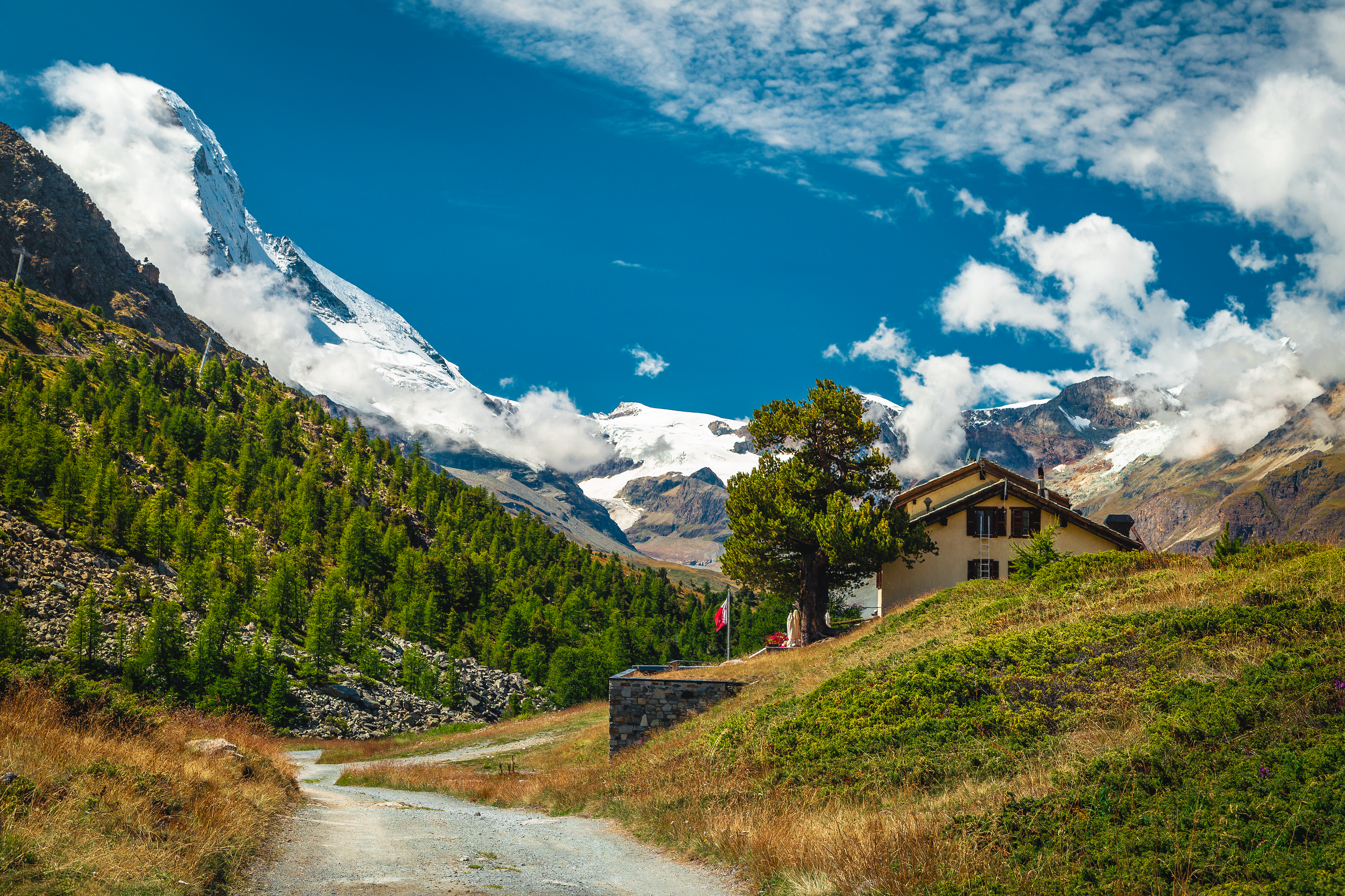 Blick zum Matterhorn in der Nähe von Zermatt, Schweiz.