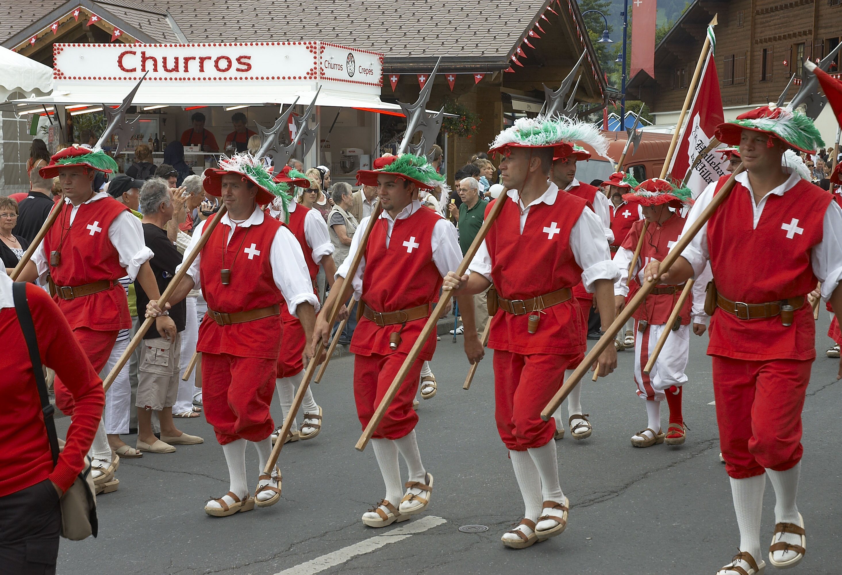 Umzug beim Nationalfeiertag in der Schweiz am 1. August