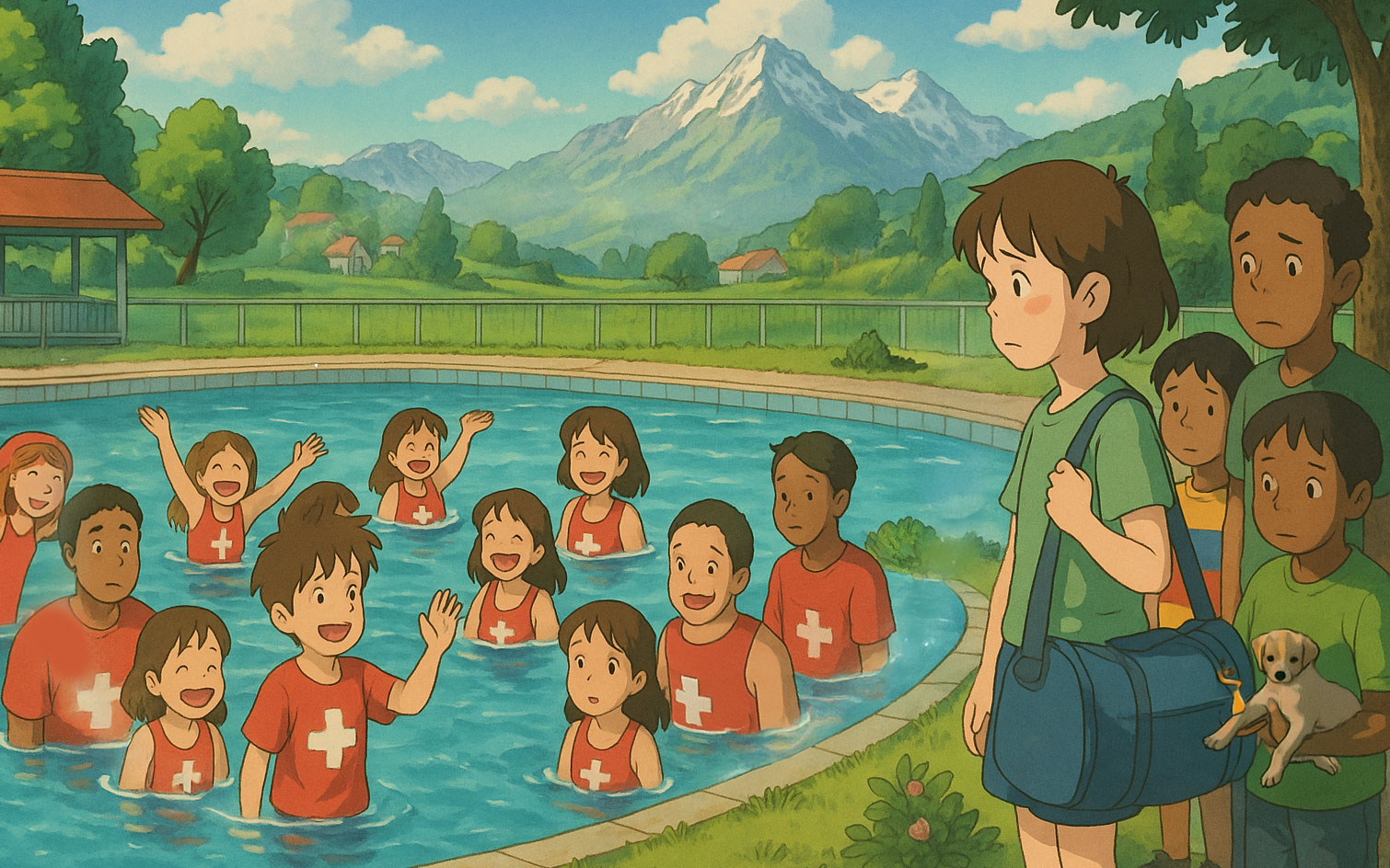 Schweizer Freibad Illustrierung