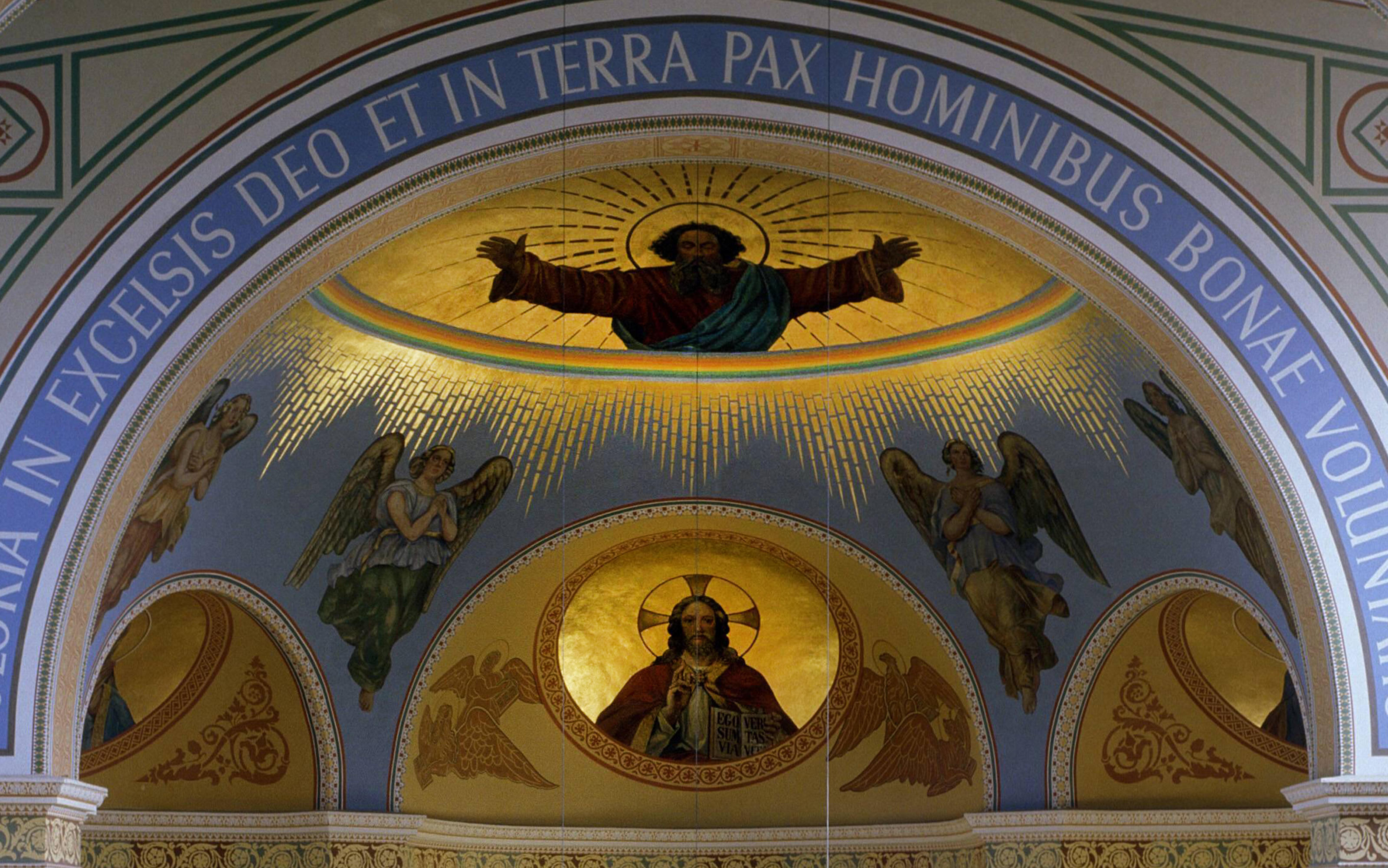 Apsis-Malerei (Ausschnitt) von Paul Stankiewicz in katholischer St. Peter und Paul-Kirche, Potsdam (Brandenburg)