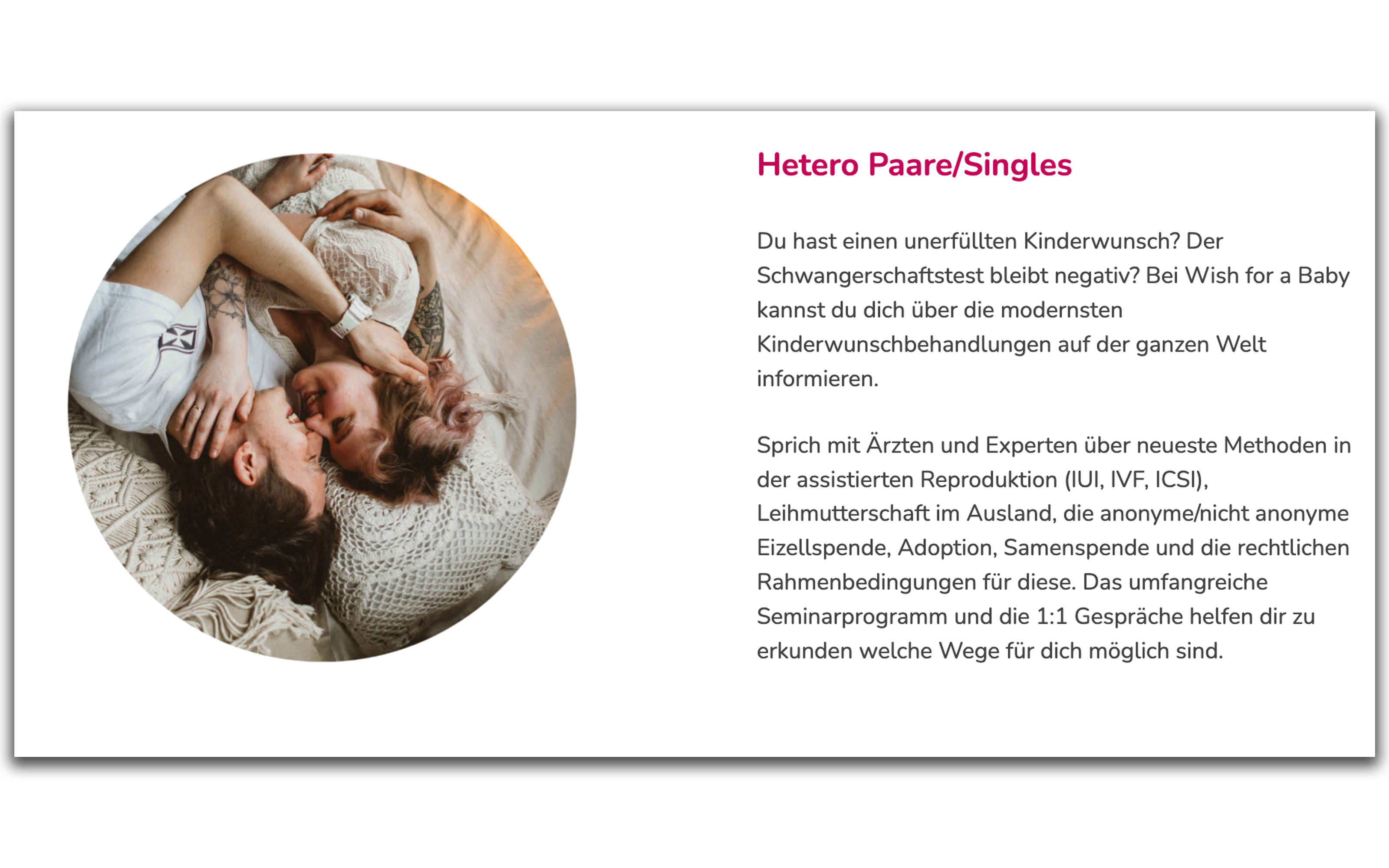 Werbung für Leihmutterschaft auf der Homepage der Messe „Wish for a Baby“