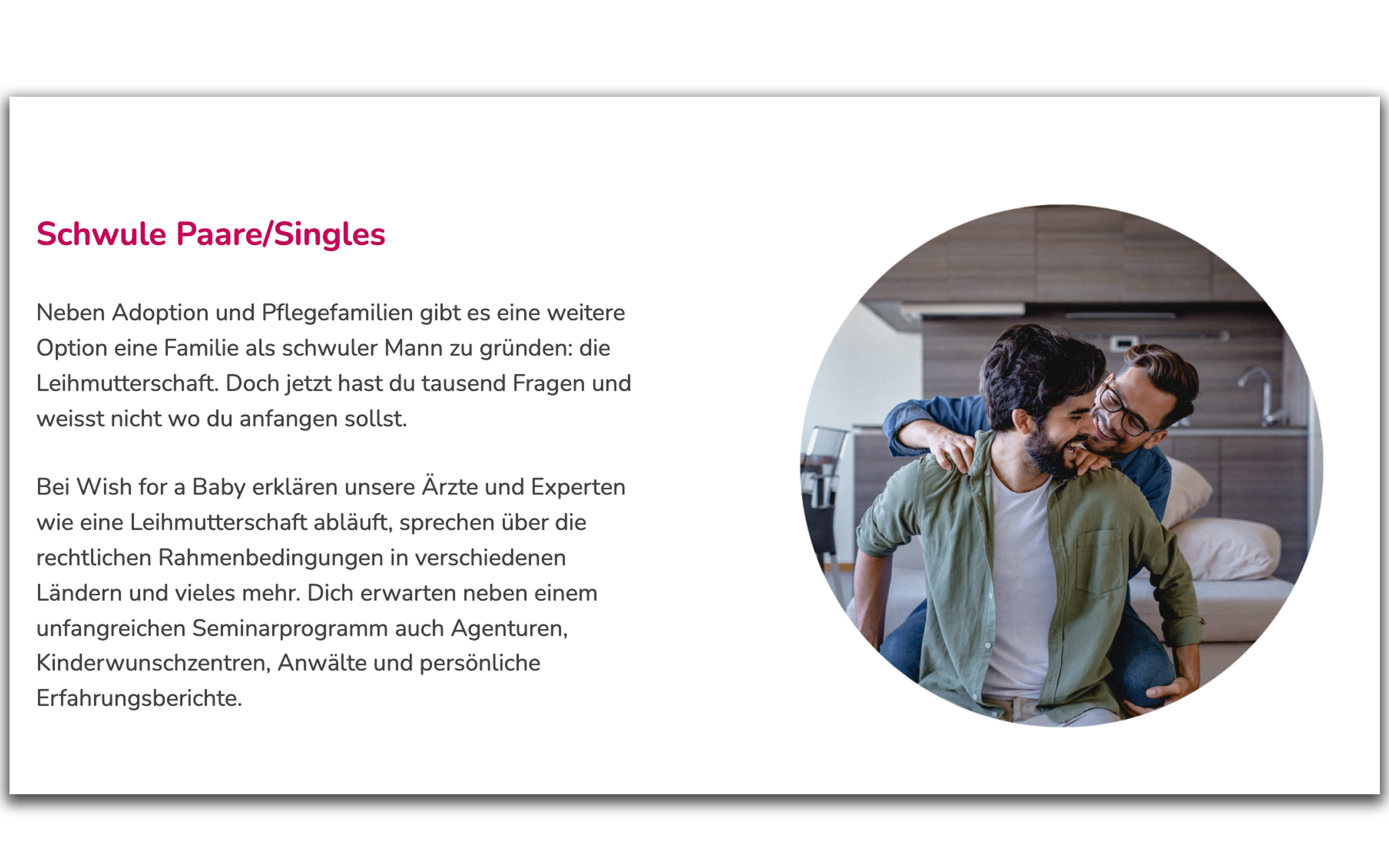 Werbung für Leihmutterschaft auf der Homepage der Messe „Wish for a Baby“