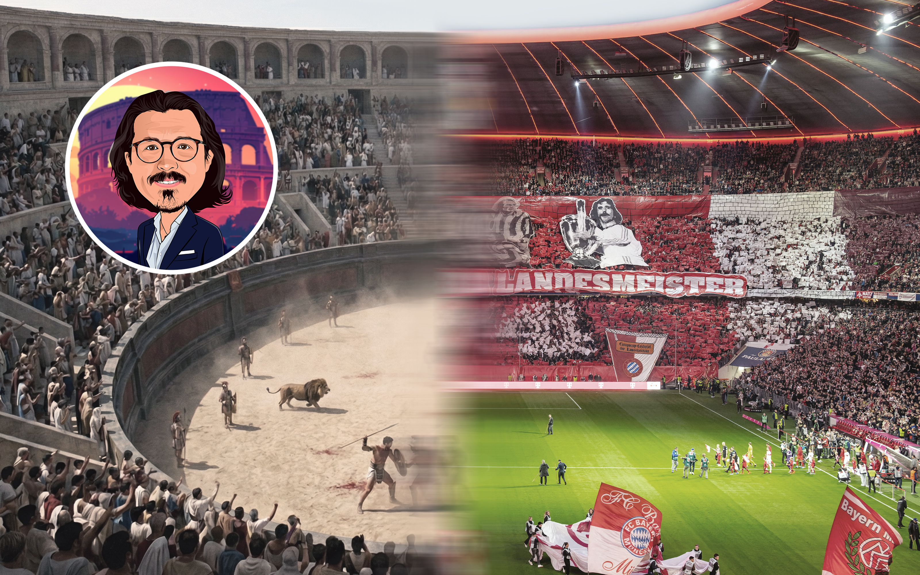KI-Darstellung einer antiken Arena / FC Bayern spielt in der Allianz-Arena
