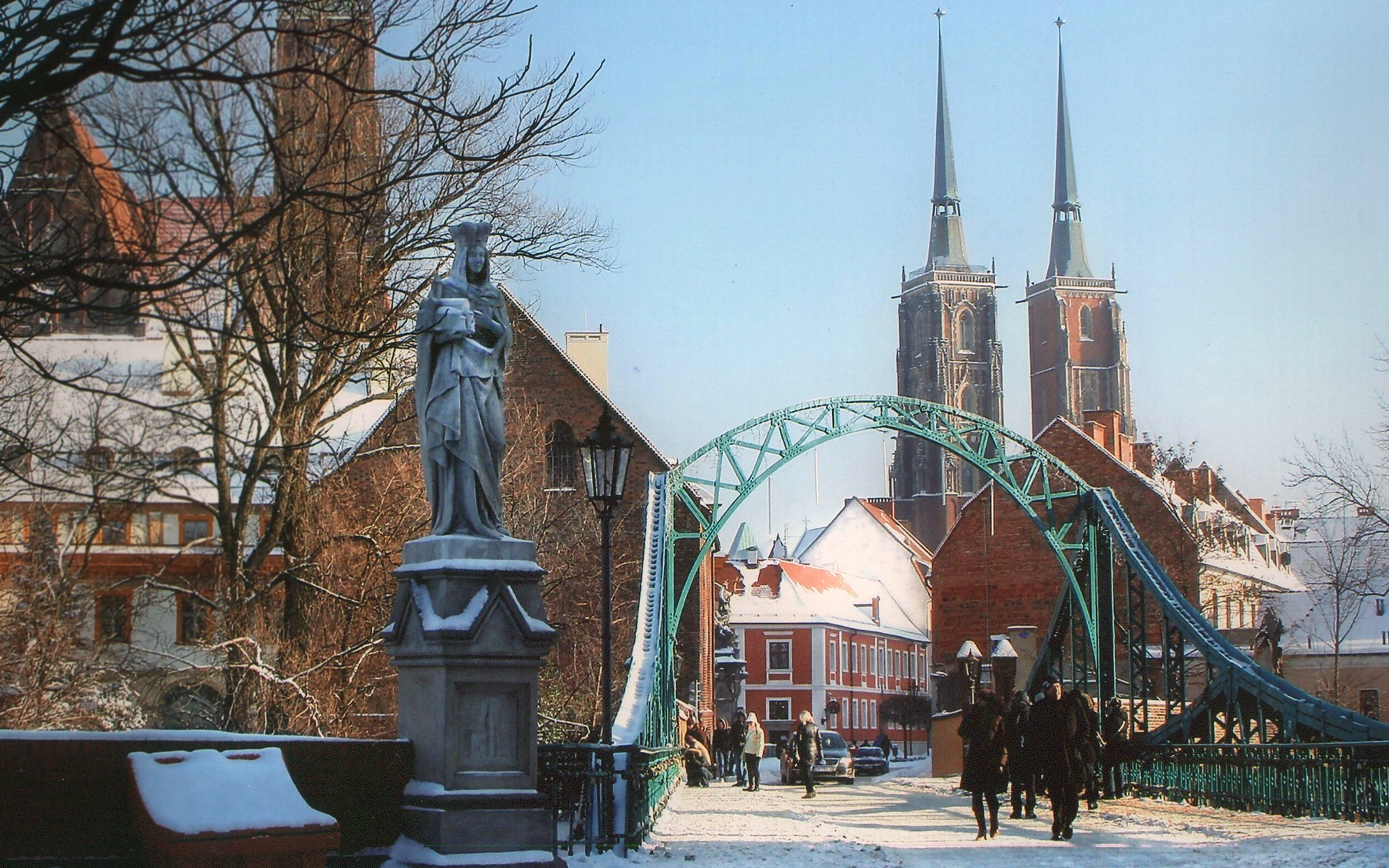 Dombrücke in Breslau mit Statue der hl. Hedwig