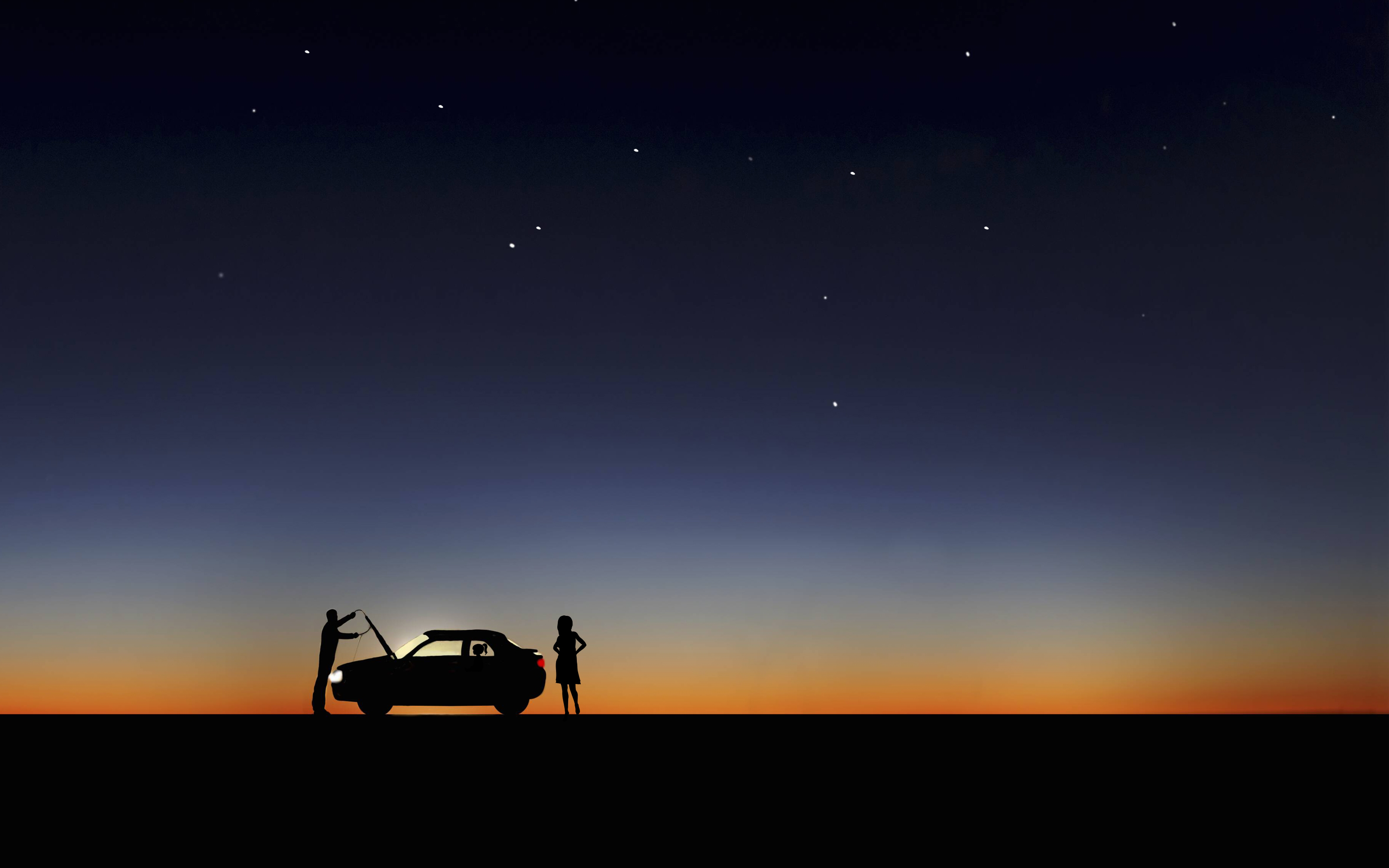 Mann als Retter in der Not bei Autopanne