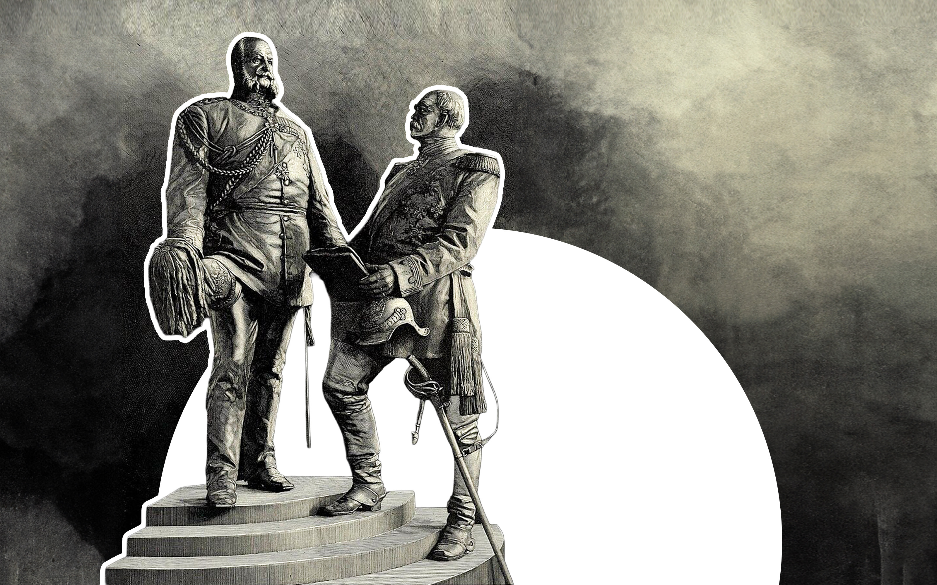 Kolossalgruppe Kaiser Wilhelm I und Otto von Bismarck in Ruhrort, von Gustav Eberlein, 1896