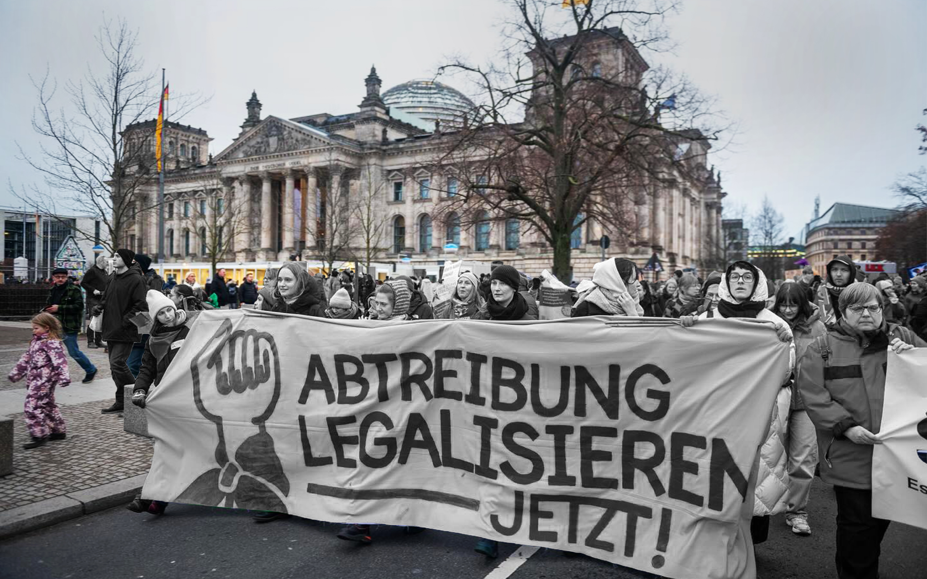 Demonstration für Legalisierung von Abtreibungen in Berlin am 7. Dezember 2024