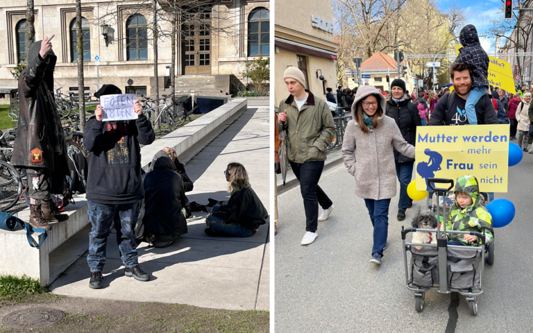 Marsch fürs Leben München 2023: Gegendemonstranten und Teilnehmer