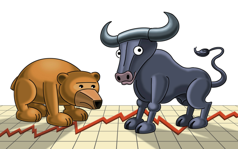 Bär und Bulle: Börsenkurse schwanken mitunter heftig – doch langfristig geht es nach oben