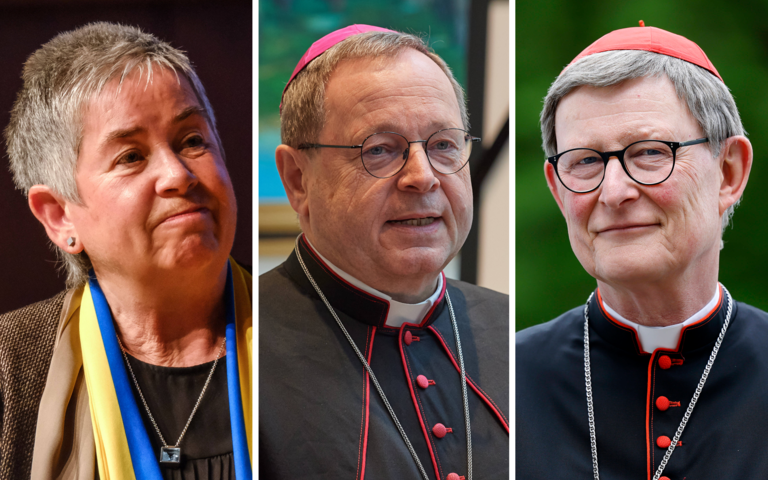 ZdK-Vorsitzende Irme Stetter-Karp, Bischofskonferenz-Vorsitzender Georg Bätzing, Kardinal Rainer Maria Woelki (v.l.n.r.)