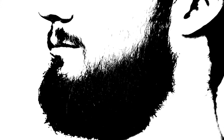 Hipster Black and White, Hairstyle. Men with beard background, fashion or barber modern design retro