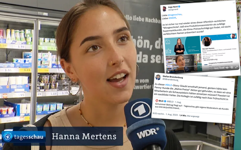 WDR-Mitarbeiterin Hannah Mertens wird bei „Penny“-Markt vom WDR interviewt