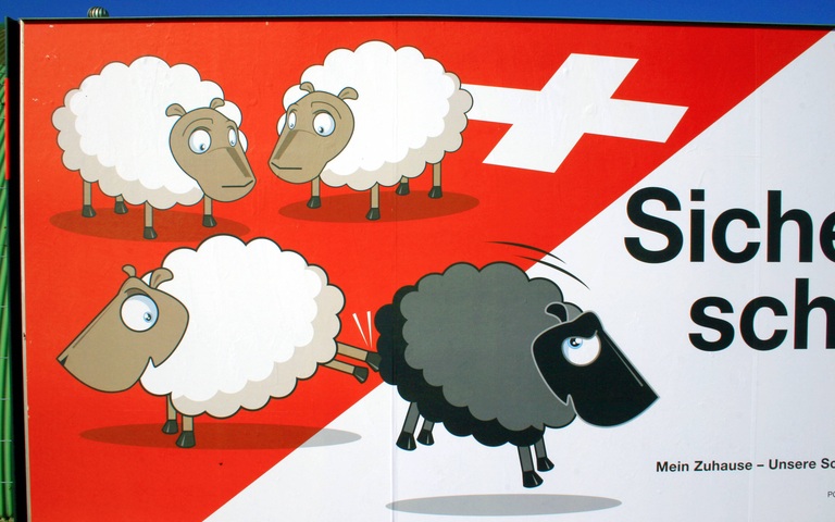 Wahlplakat der Schweizerischen Volkspartei (SVP) zu den Nationalratswahlen 2007