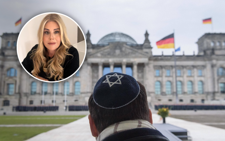 Jude mit Kippa vor dem Reichstag, Autorin und Aktivistin Malca Goldstein-Wolf