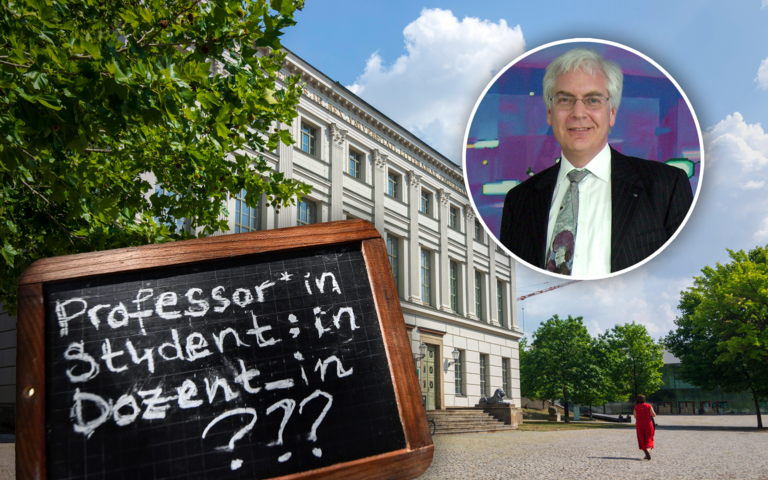 Das Löwengebäude der Martin-Luther-Universität und Professor Jürgen Plöhn