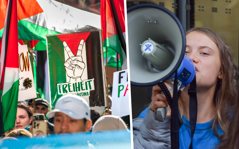 Propalästinensische Demonstration und Greta Thunberg