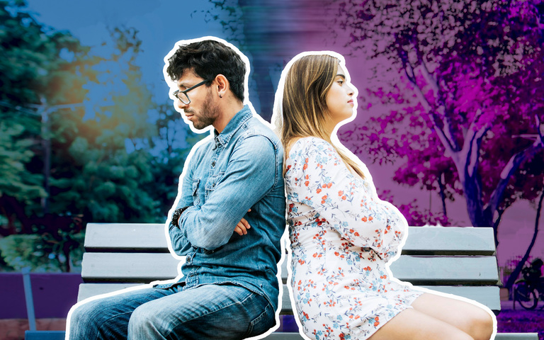 Junge Männer und Frauen driften auseinander