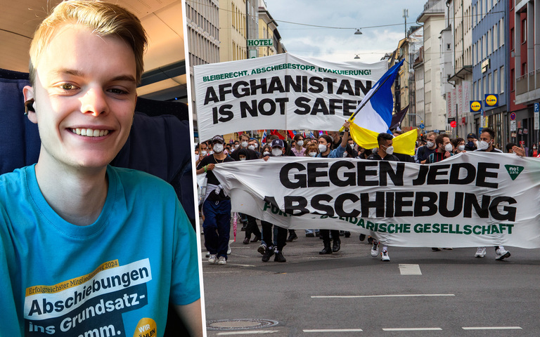 CDU-Mitglied Oliver Häusler, Demonstration gegen Abschiebungen 2021 in München
