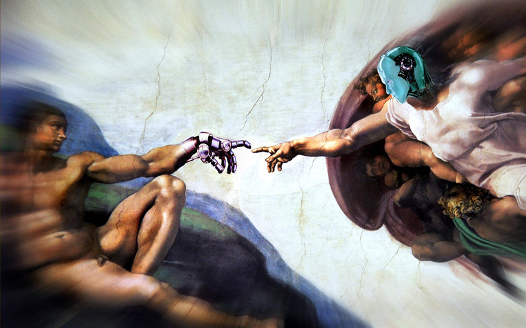 Adaptierte Form von Michelangelos „Erschaffung Adams“