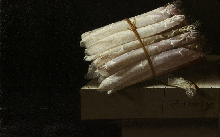 Adriaen Coorte (fl. 1683–1707): Stillleben mit Spargelbund