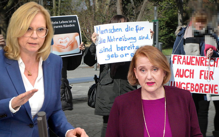 CSU-Bundestagsabgeordnete Andrea Lindholz (l.) und Bundesfamilienministerin Lisa Paus (Grüne)