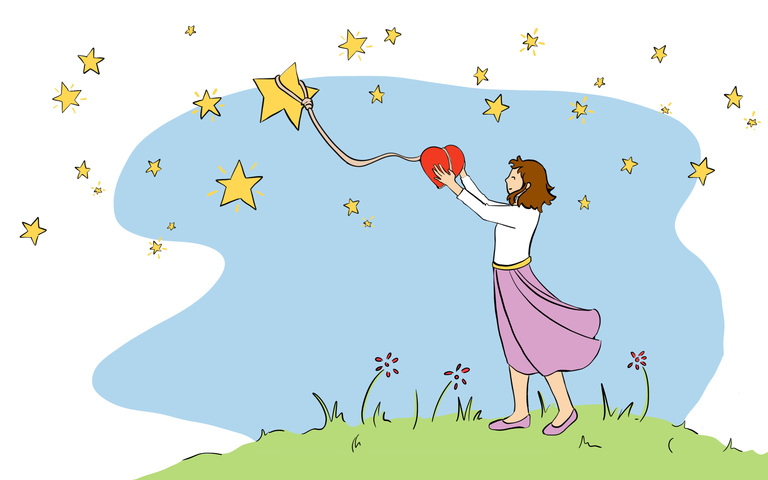 Das Herz an einen Stern binden