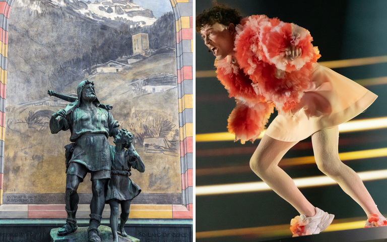 Wilhelm-Tell-Statue in Altdorf, Sänger Nemo