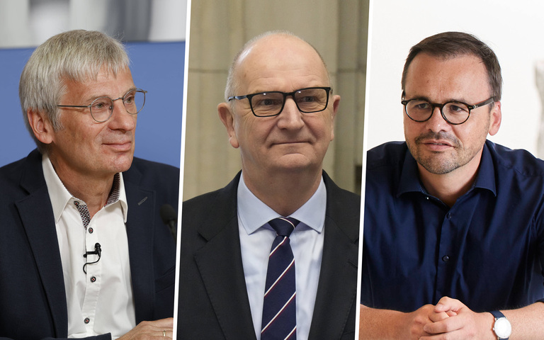 Spitzenkandidaten für die Landtagswahl in Brandenburg: Hans-Christoph Berndt (AfD), Dietmar Woidke (SPD) und Jan Redmann (CDU, v.l.n.r.)