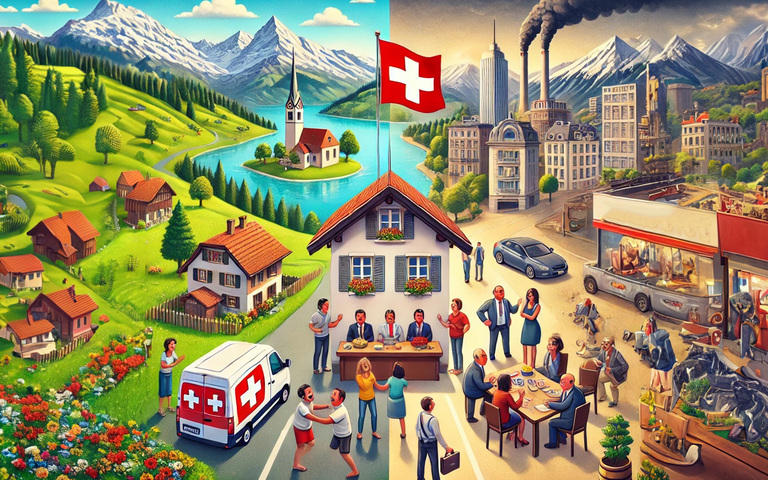 Schweiz: Positive (l.) und negative Aspekte