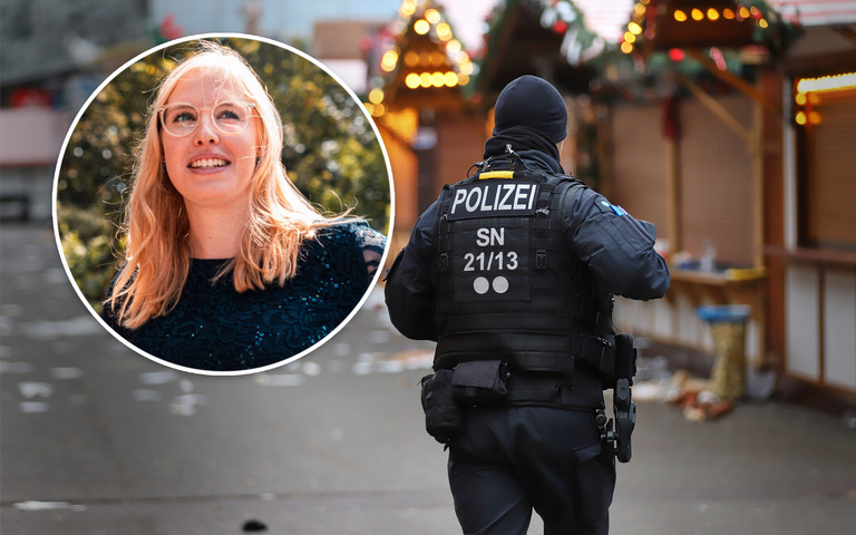 Autorin Angela Bohn / Magdeburger Weihnachtsmarkt einen Tag nach dem Anschlag am Freitag