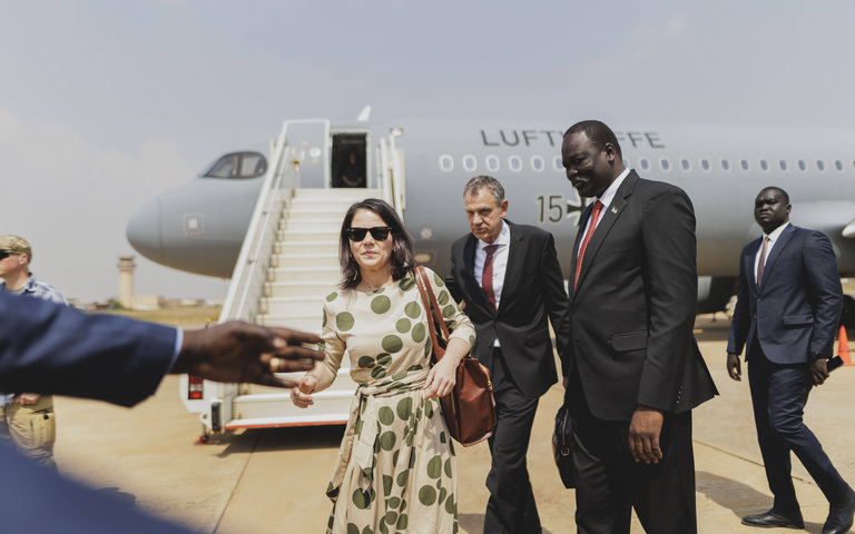 Deutschlands Außenministerin Annalena Baerbock (Grüne) im Jänner 2024 in Dschuba im Südsudan