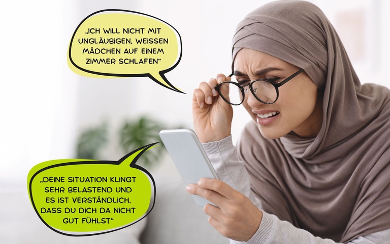 Eine Muslima chattet mit „Youna“