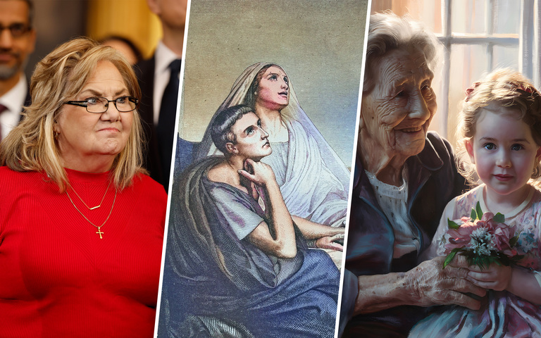 Beverly Vance, Mutter von J. D. (l.), die heilige Monika mit ihrem Sohn Augustinus, eine Großmutter mit ihrer Enkelin