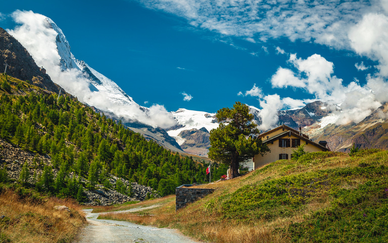 Blick zum Matterhorn in der Nähe von Zermatt, Schweiz.