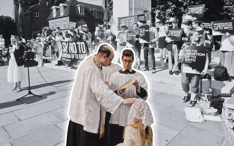 SPUC-Kundgebung gegen die Abtreibung bis zur Geburt / Taufe von Elena Atfield