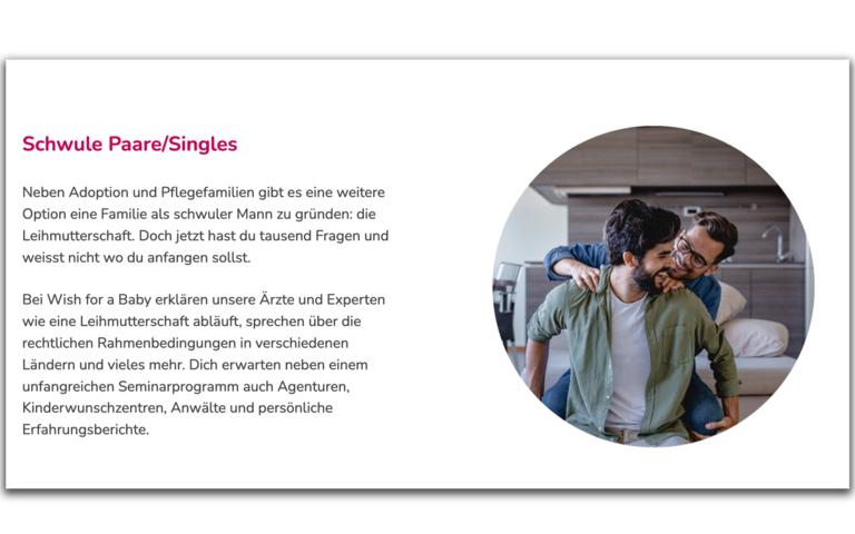 Werbung für Leihmutterschaft auf der Homepage der Messe „Wish for a Baby“