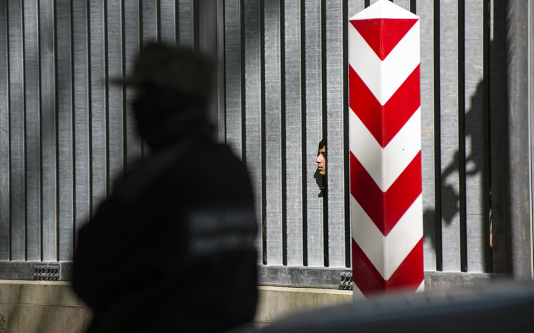 Polnischer Grenzschutz am Grenzzaun zu Belarus, Białowieża-Urwald, Podlachien, Polen, Mai 2023