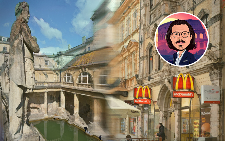 Römisches Bad im englischen Bath / Altstadt von Reichenberg mit McDonald´s-Filiale / Kolumnist David Engels