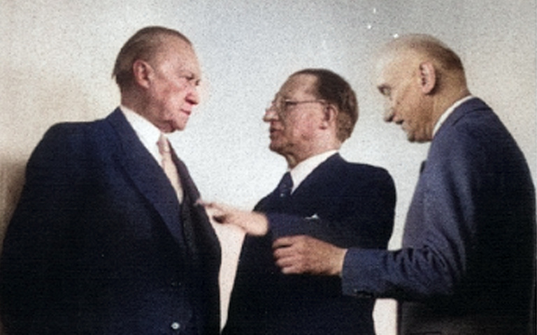 Konrad Adenauer, Alcide De Gasperi und Robert Schuman (v.l.n.r.)