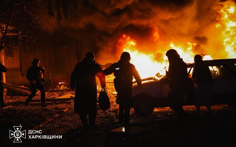 Zerstörungen in Charkiw nach feindlichem Beschuss, 19.11.2025