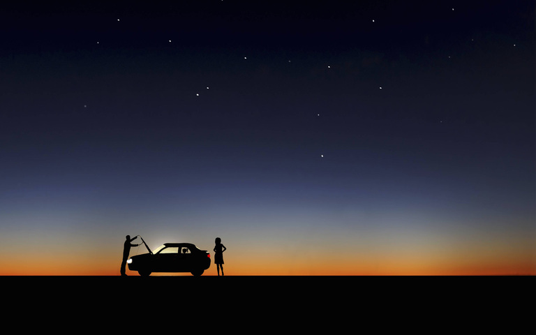 Mann als Retter in der Not bei Autopanne