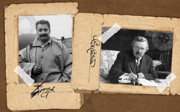 Don-Camillo-Vater Giovannino Guareschi (l.) und Father-Brown-Schöpfer G.K. Chesterton