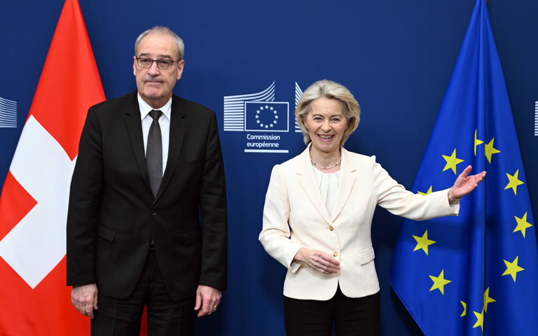Der Schweizer Bundespräsident Guy Parmelin mit der Präsidentin der Europäischen Kommission Ursula von der Leyen in Brüssel