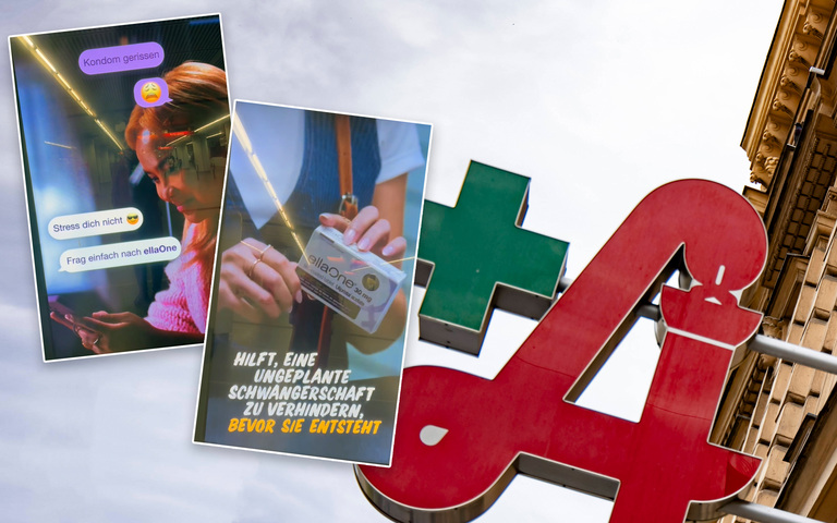 Wiener Apotheke mit Werbung für die „Pille danach" ellaOne