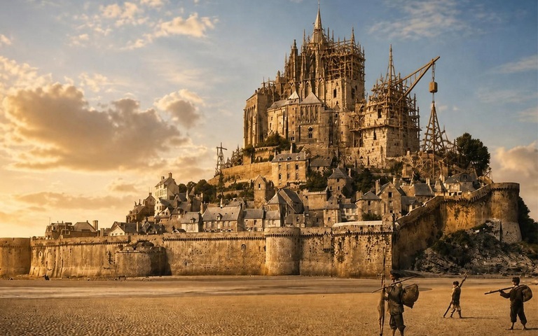 Mont Saint Michel im Aufbau um 1900