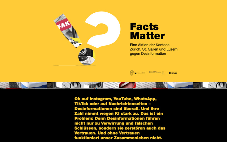 Kampagne Facts Matter, Aktion der Kantone Zürich, St. Gallen und Luzern gegen Desinformation